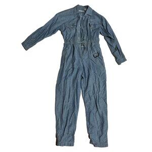 Vintage Claus Sport Women Vintage Blue Denim Jumpsuit Belted, size Petite